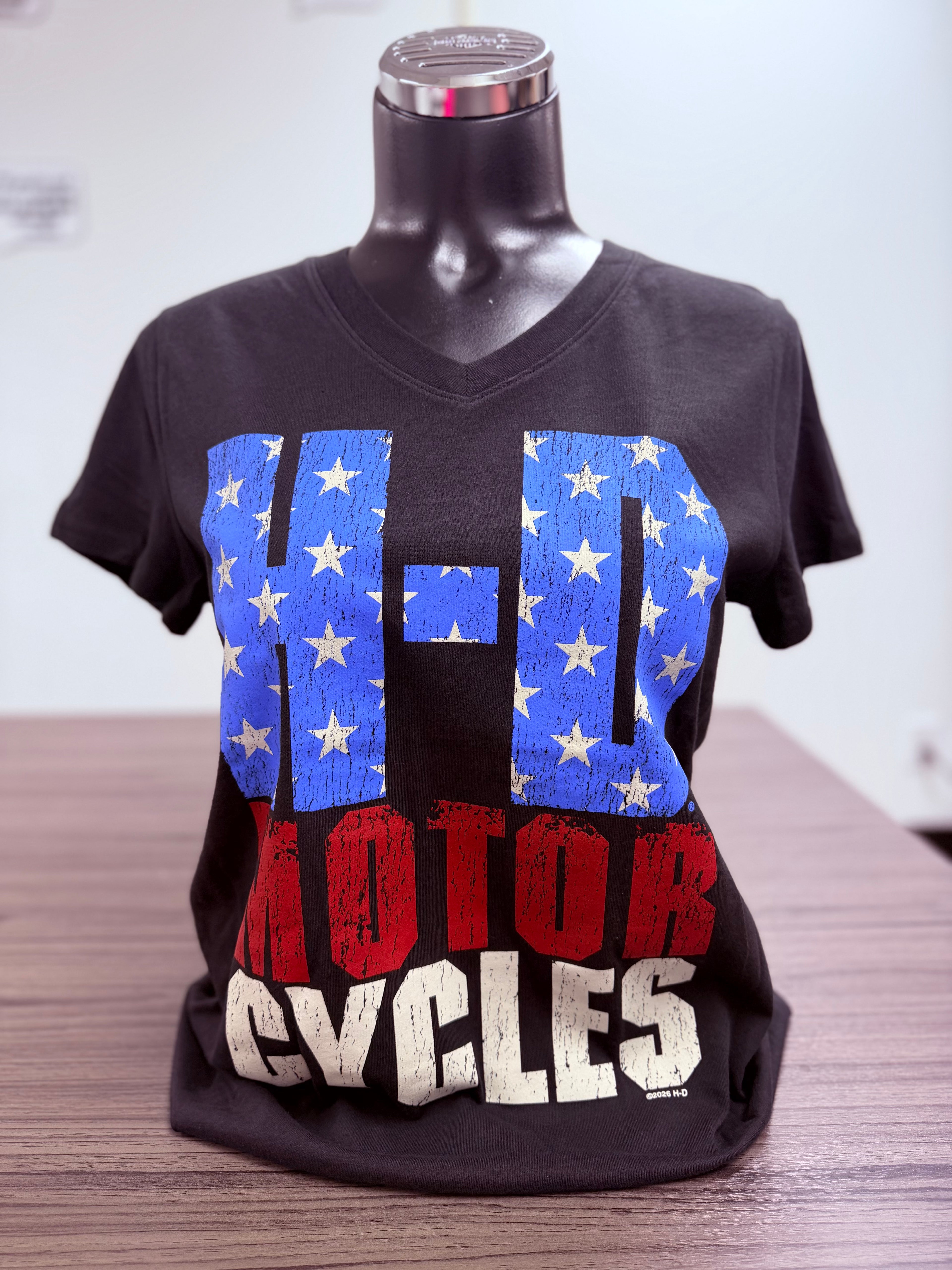 STARS AND STRIPES WOMENS V-NECK SHIRT