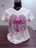 WING LACE WOMENS V-NECK SHIRT