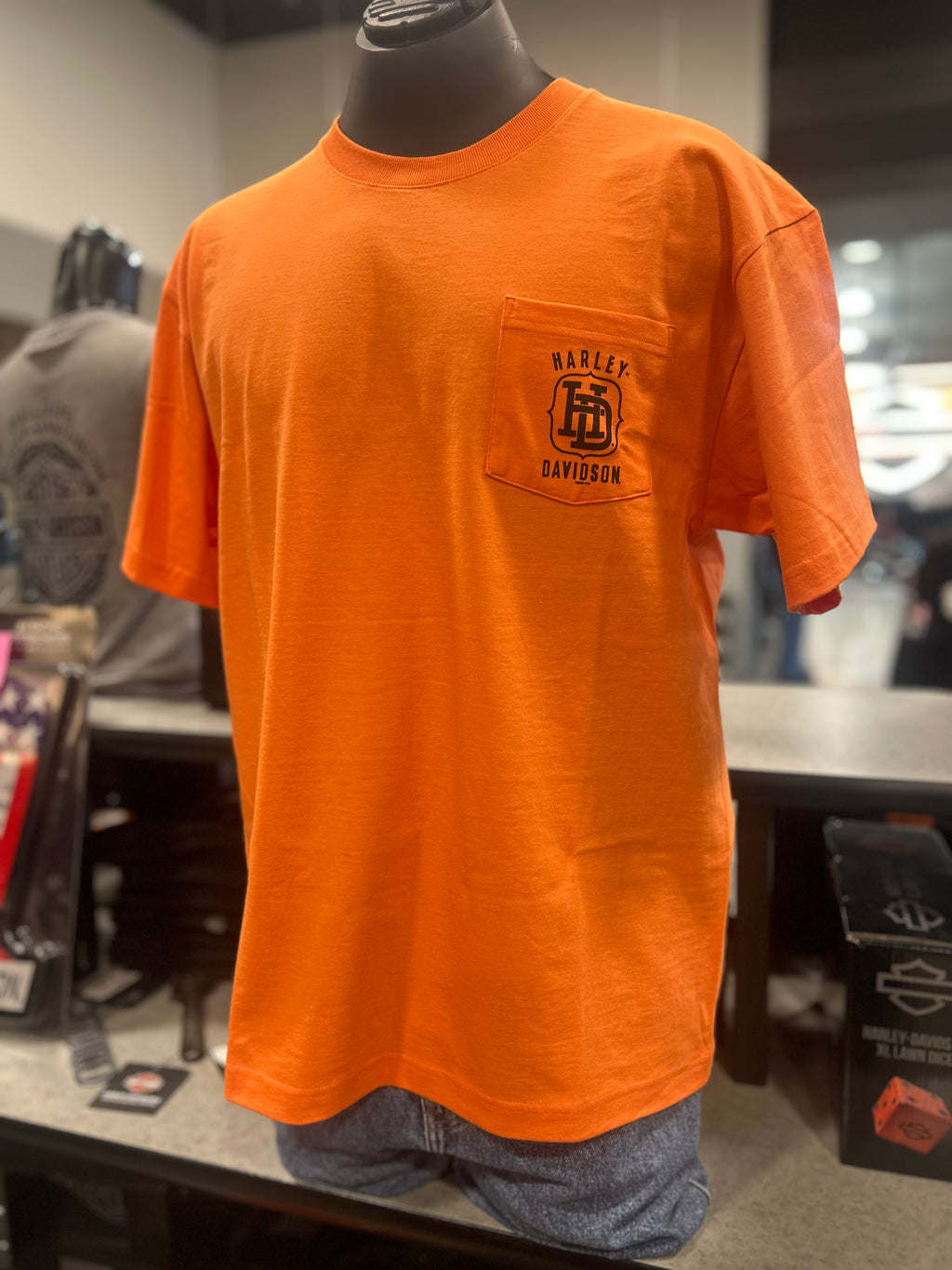H-D COLLEGIATE MENS POCKET T-SHIRT